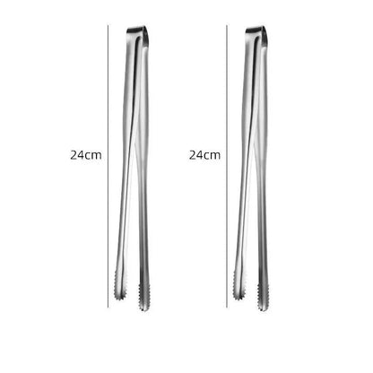 304 Stainless Steel BBQ Tongs, Serrated Food Grippers, S, M or L - M 2pcs
