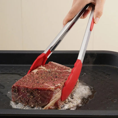 Silicone BBQ Tongs with Stainless Steel Arms, 9 or 12 Inch Options