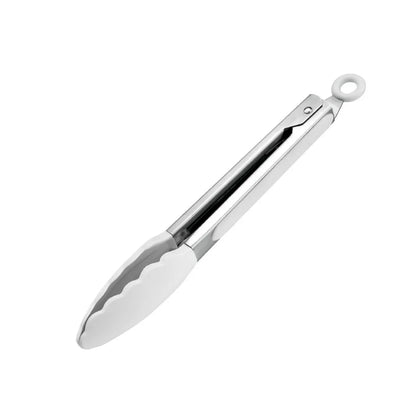 Silicone BBQ Tongs with Stainless Steel Arms, 9 or 12 Inch Options - 9 inch White