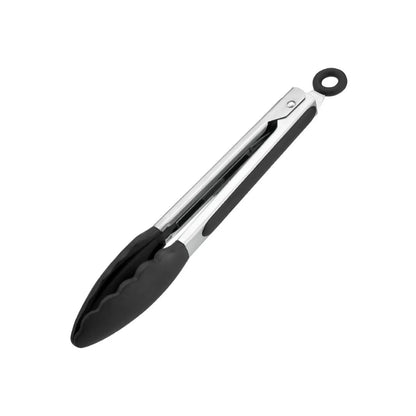 Silicone BBQ Tongs with Stainless Steel Arms, 9 or 12 Inch Options - 9 inch Black
