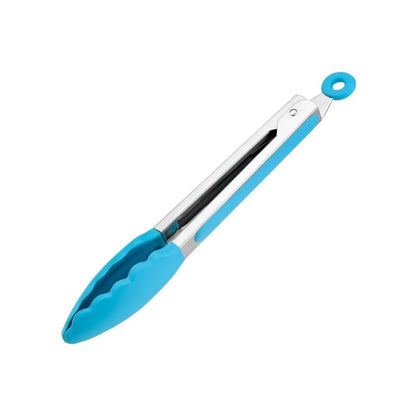 Silicone BBQ Tongs with Stainless Steel Arms, 9 or 12 Inch Options - 9 inch Blue