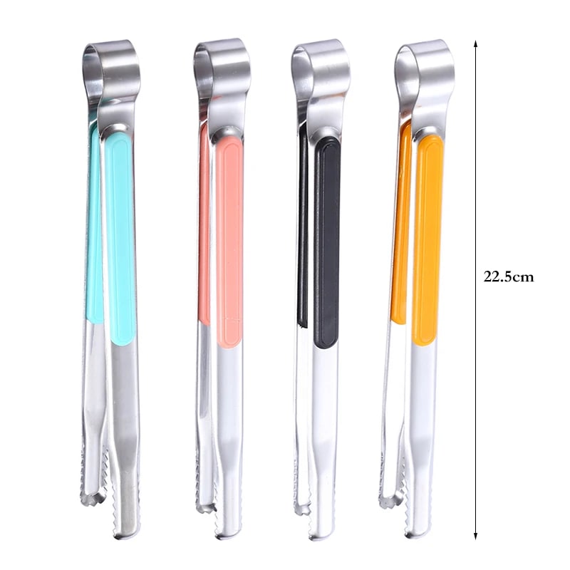 4-Piece Stainless Steel Kitchen and BBQ Tongs, 22.5cm, Random Colours