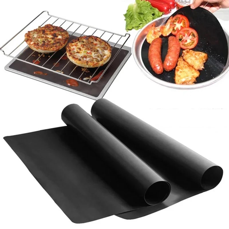 Reusable BBQ Grill Mat, PTFE-Coated Non-Stick, 60x40cm or 40cm Round