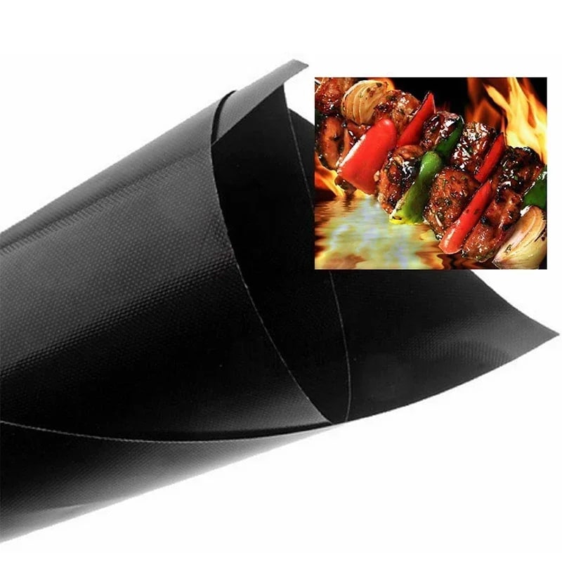 Reusable BBQ Grill Mat, PTFE-Coated Non-Stick, 60x40cm or 40cm Round