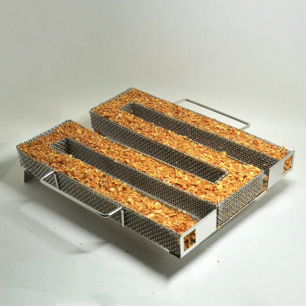 Cold Smoke Generator BBQ Smoker Box, Metal, Round or Square, 250g Wood Options