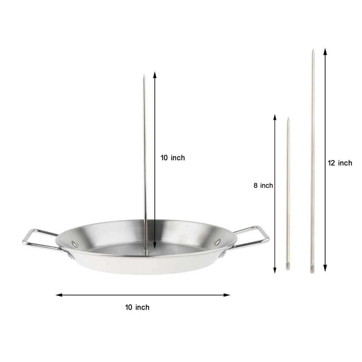 Stainless Steel Vertical Skewer BBQ Rack with 25.4cm Tray and 3 Skewers