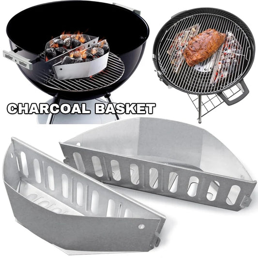 Stainless Steel Charcoal Baskets for BBQ Grills, 38.5 x 11 x 7.5cm