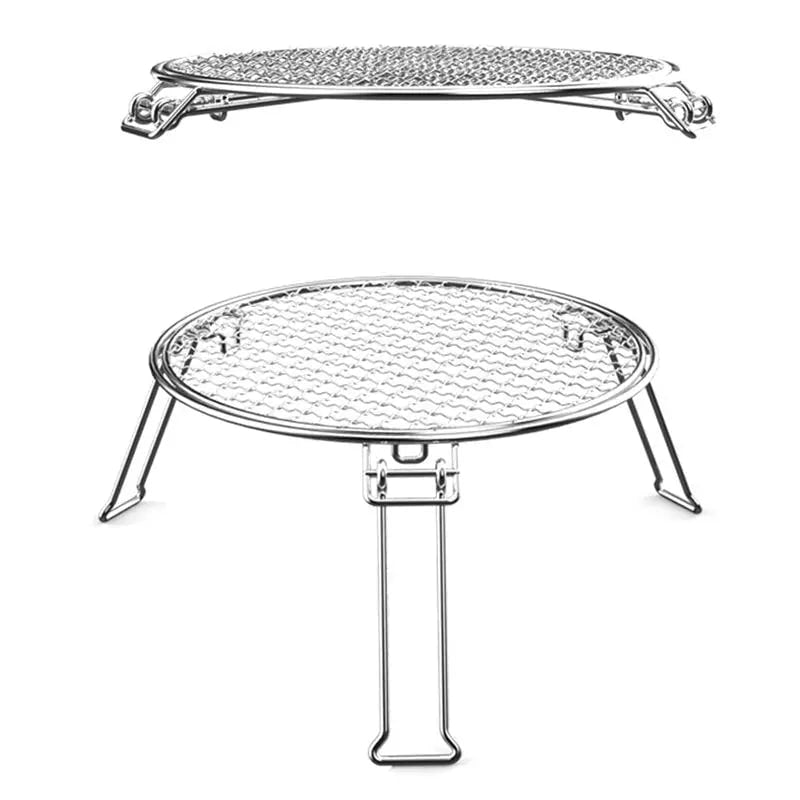 bbqdeals Portable Stainless Steel Circular BBQ Grill Rack, Foldable