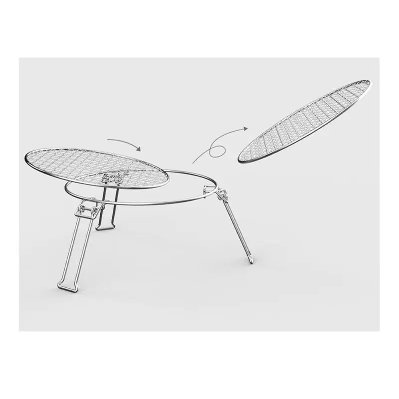 bbqdeals Portable Stainless Steel Circular BBQ Grill Rack, Foldable