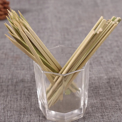 Plastic BBQ Skewers, 25cm Flat Kabob Sticks, Green, Pack of 100