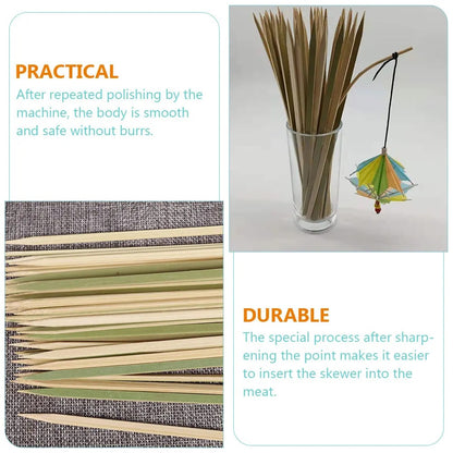 Plastic BBQ Skewers, 25cm Flat Kabob Sticks, Green, Pack of 100