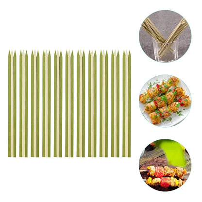 Plastic BBQ Skewers, 25cm Flat Kabob Sticks, Green, Pack of 100