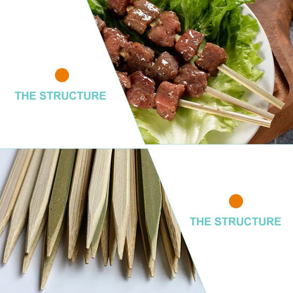 Plastic BBQ Skewers, 25cm Flat Kabob Sticks, Green, Pack of 100