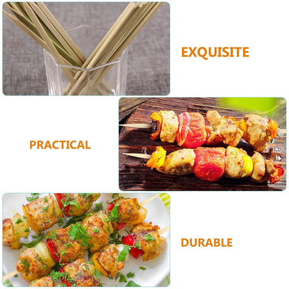 Plastic BBQ Skewers, 25cm Flat Kabob Sticks, Green, Pack of 100