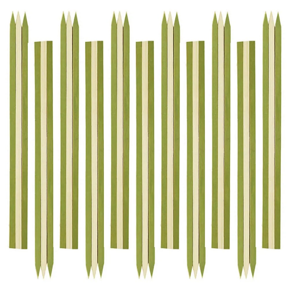 Plastic BBQ Skewers, 25cm Flat Kabob Sticks, Green, Pack of 100