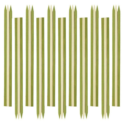 Plastic BBQ Skewers, 25cm Flat Kabob Sticks, Green, Pack of 100