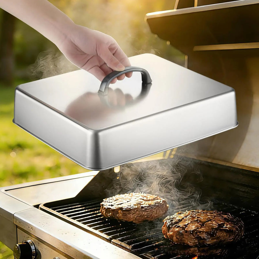 Rectangular Metal BBQ Basting Cover for Cooking and Baking, 43.5 x 28.2 x 6.6cm
