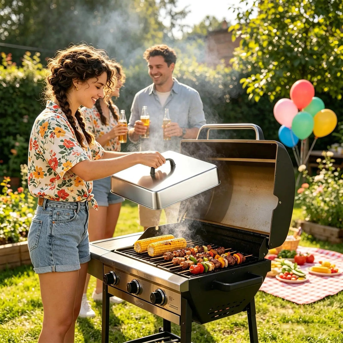 Rectangular Metal BBQ Basting Cover for Cooking and Baking, 43.5 x 28.2 x 6.6cm
