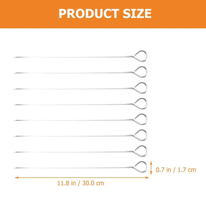 Stainless Steel BBQ Skewers, 8-Piece Set, 30cm, Silver