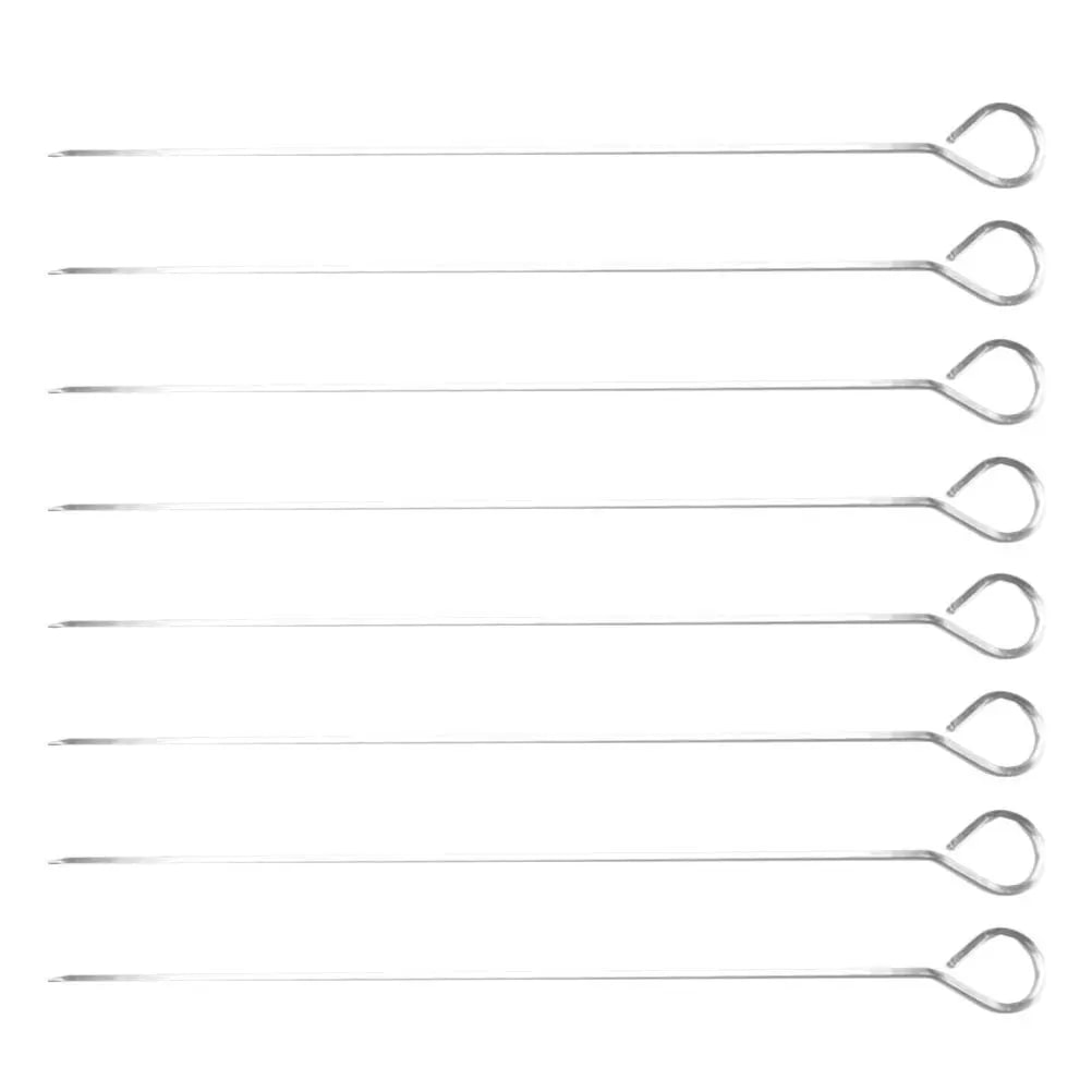 Stainless Steel BBQ Skewers, 8-Piece Set, 30cm, Silver