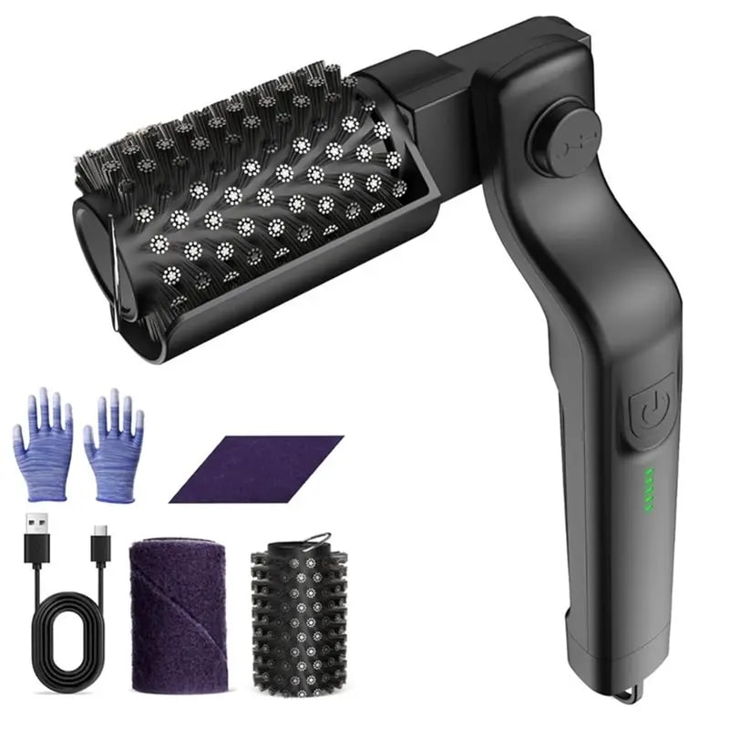 Electric BBQ Grill Cleaning Brush, Rechargeable Metal Steam Grill Scrubber, Black