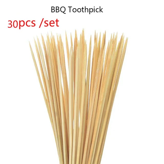 Wooden BBQ Skewers, Disposable Grill Sticks, 30 or 50 Pack - A 30PCS