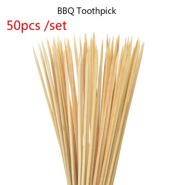 Wooden BBQ Skewers, Disposable Grill Sticks, 30 or 50 Pack - B 50PCS