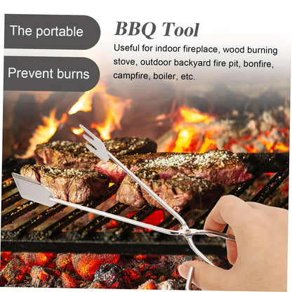 Stainless Steel BBQ Tongs, S/M/L Food Tongs, Silver, 3-Piece Option
