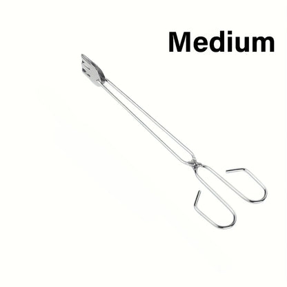 Stainless Steel BBQ Tongs, S/M/L Food Tongs, Silver, 3-Piece Option - M 1PC