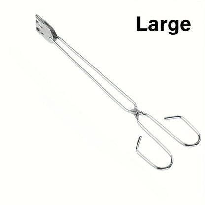 Stainless Steel BBQ Tongs, S/M/L Food Tongs, Silver, 3-Piece Option - L 1PC