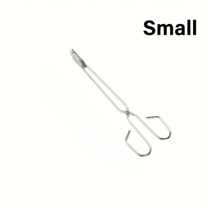 Stainless Steel BBQ Tongs, S/M/L Food Tongs, Silver, 3-Piece Option - S 1PC