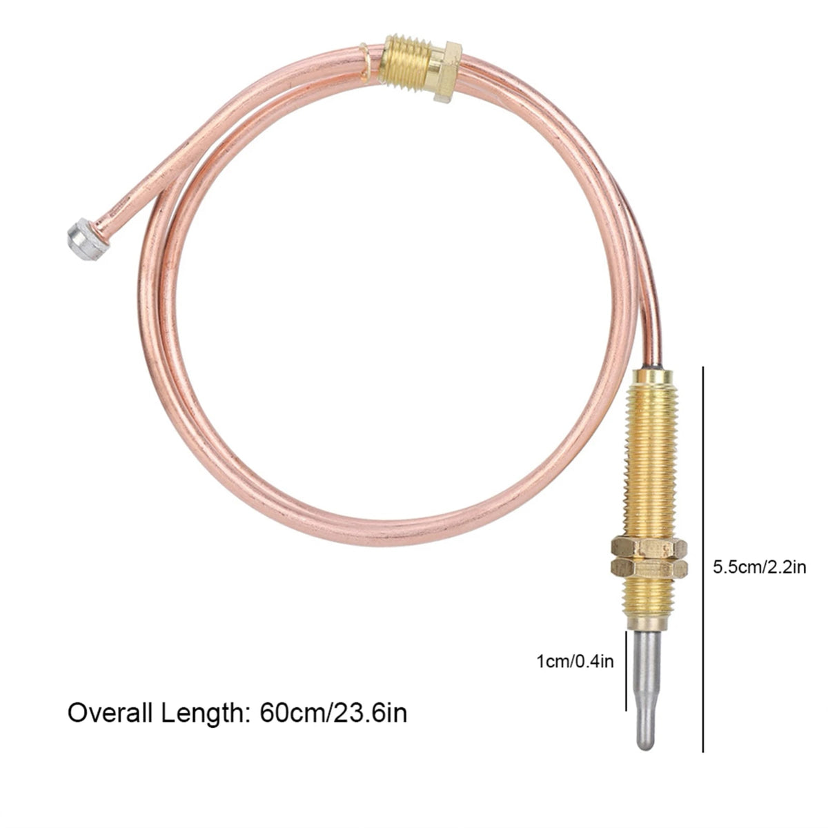 M8 x 1 Gas Thermocouple Probe, 600mm Metal Sensor for Fireplace and BBQ Accessories