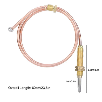 M8 x 1 Gas Thermocouple Probe, 600mm Metal Sensor for Fireplace and BBQ Accessories