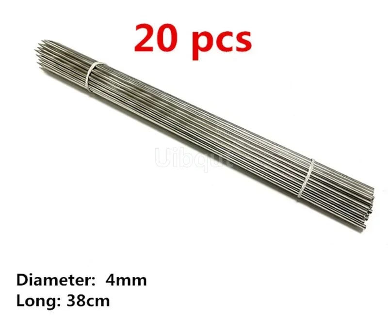 Stainless Steel BBQ Skewers, 30-50cm, 1.8-4mm, 10 or 20 Pack - 4mm 38cm 20 pcs