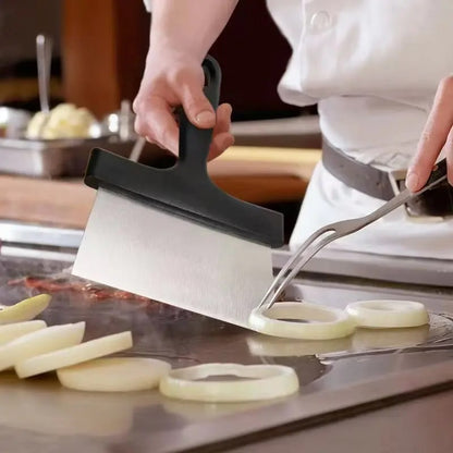 Stainless Steel Grill Scraper with Smooth Blade, 23cm BBQ Griddle and Pan Cleaning Tool