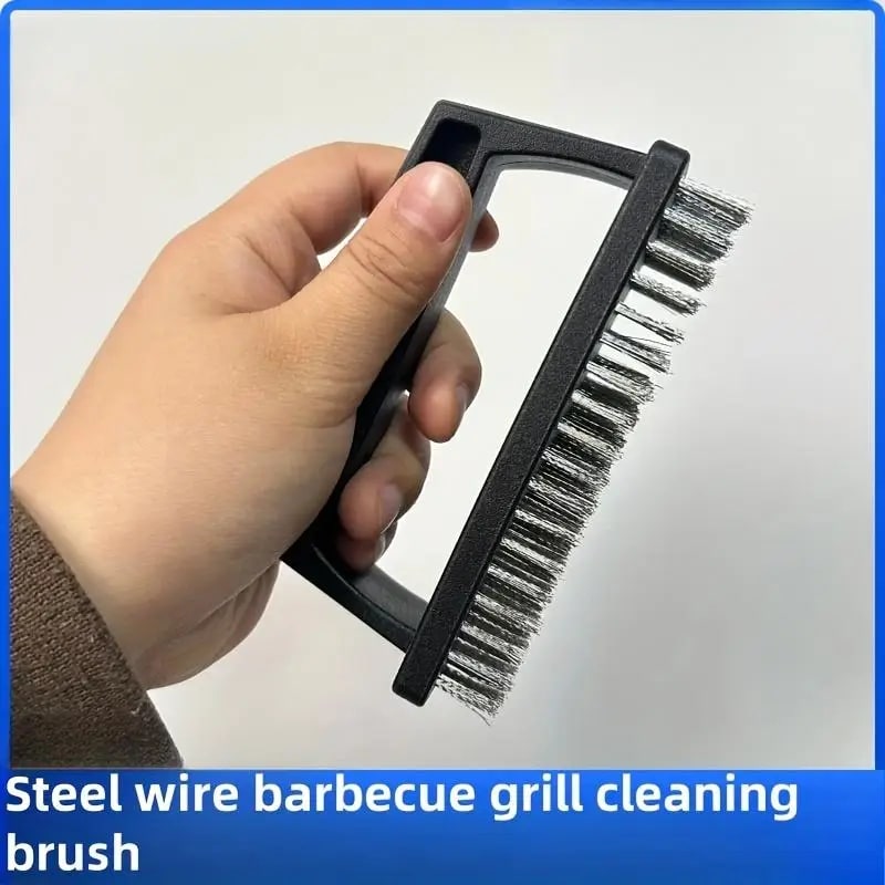 Metal BBQ Grill Brush with Steel Wire Bristles and Ergonomic Handle