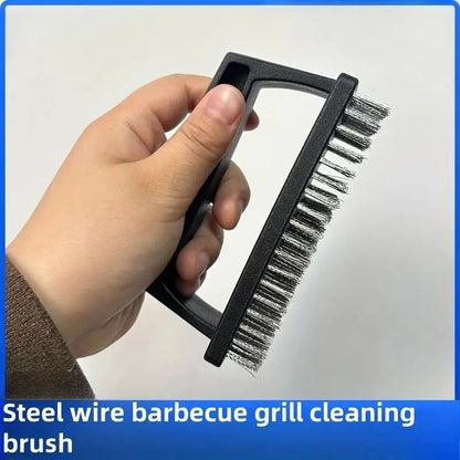 Metal BBQ Grill Brush with Steel Wire Bristles and Ergonomic Handle