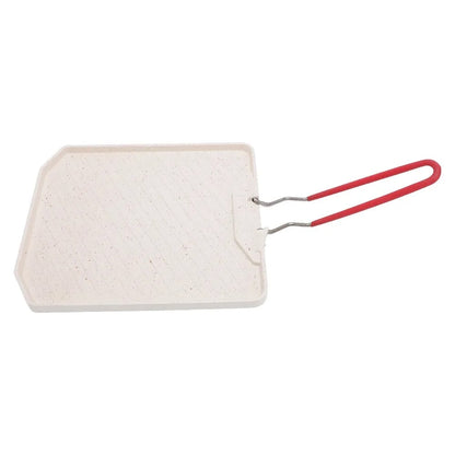 White Metal Grill Pan for BBQ, Square Non-Stick Griddle with Foldable Handle 22.5 x 19.5cm