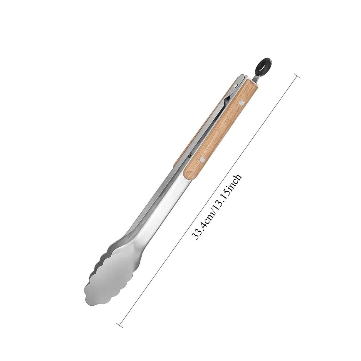 Stainless Steel Cooking Tongs with Wooden Handle for BBQ and Grilling, 27.2-44.5cm - 33.4cm-5698