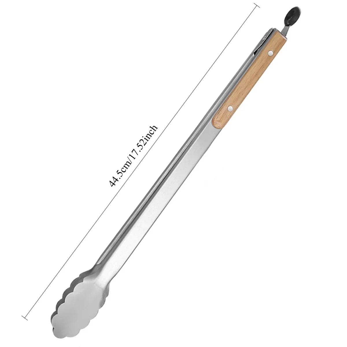 Stainless Steel Cooking Tongs with Wooden Handle for BBQ and Grilling, 27.2-44.5cm - 44.5cm-5698