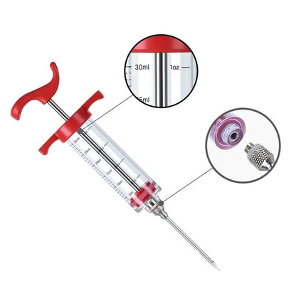 30ml BBQ Meat Marinade Injector Syringe Kit with 3 Needles and Brush