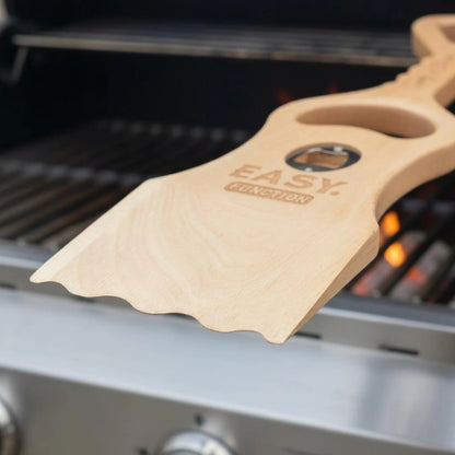 Wooden BBQ Grill Scraper and Griddle Cleaner with Bottle Opener