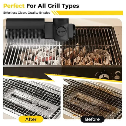 Electric BBQ Grill Brush, Cordless 3-Speed Cleaner with Nylon and Steel Wire Bristles