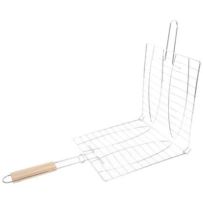Black Plastic BBQ Grill Basket with Handle, 43.5 x 22.5 cm