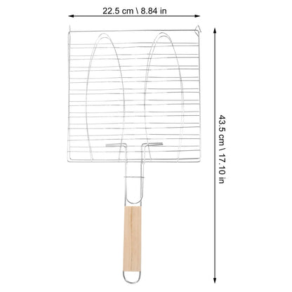 Black Plastic BBQ Grill Basket with Handle, 43.5 x 22.5 cm