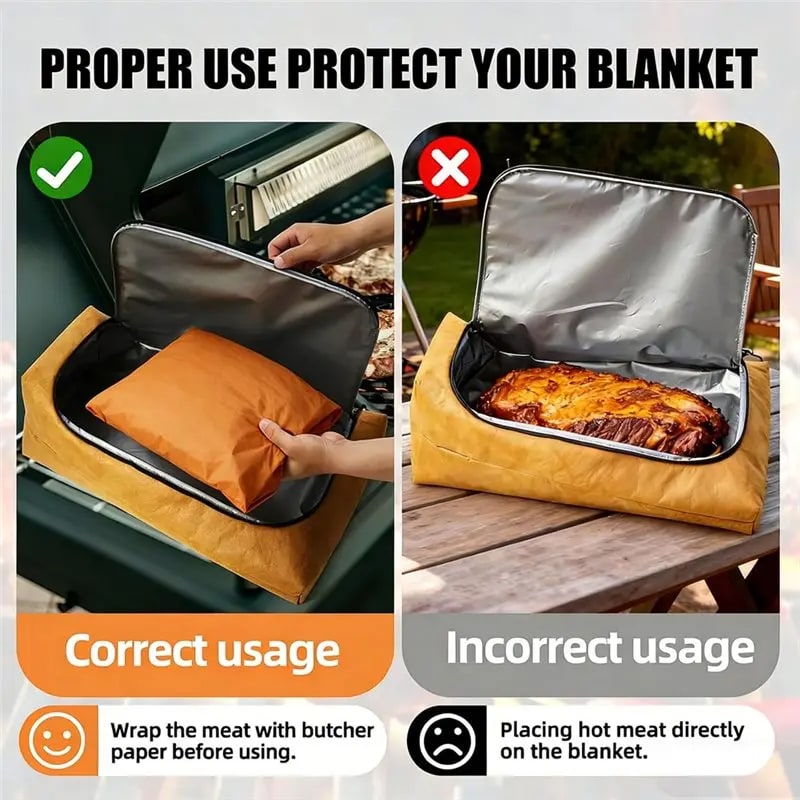 AB02 Insulated BBQ Meat Resting Bag for Brisket and Turkey, Aluminium Foil