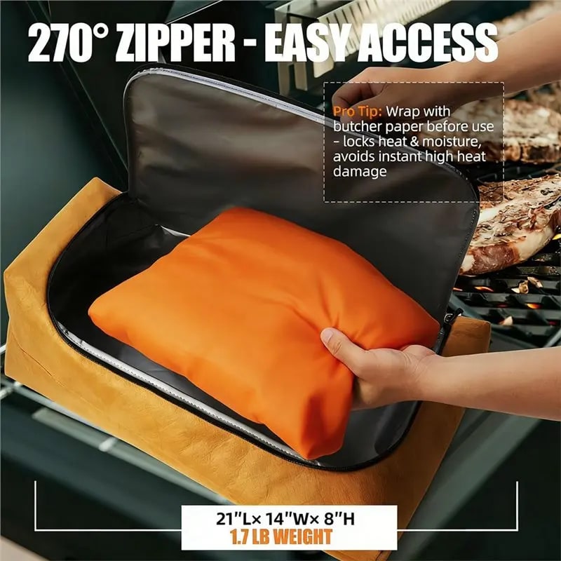 AB02 Insulated BBQ Meat Resting Bag for Brisket and Turkey, Aluminium Foil
