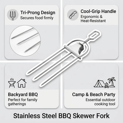 Stainless Steel BBQ Fork Skewers, 35.6cm, 2-Pack, 3-Prong
