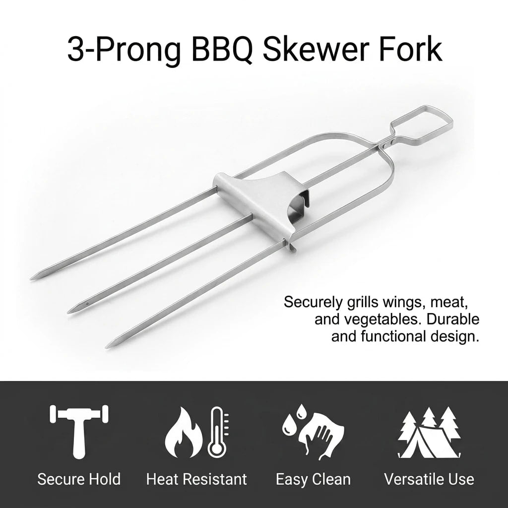 Stainless Steel BBQ Fork Skewers, 35.6cm, 2-Pack, 3-Prong