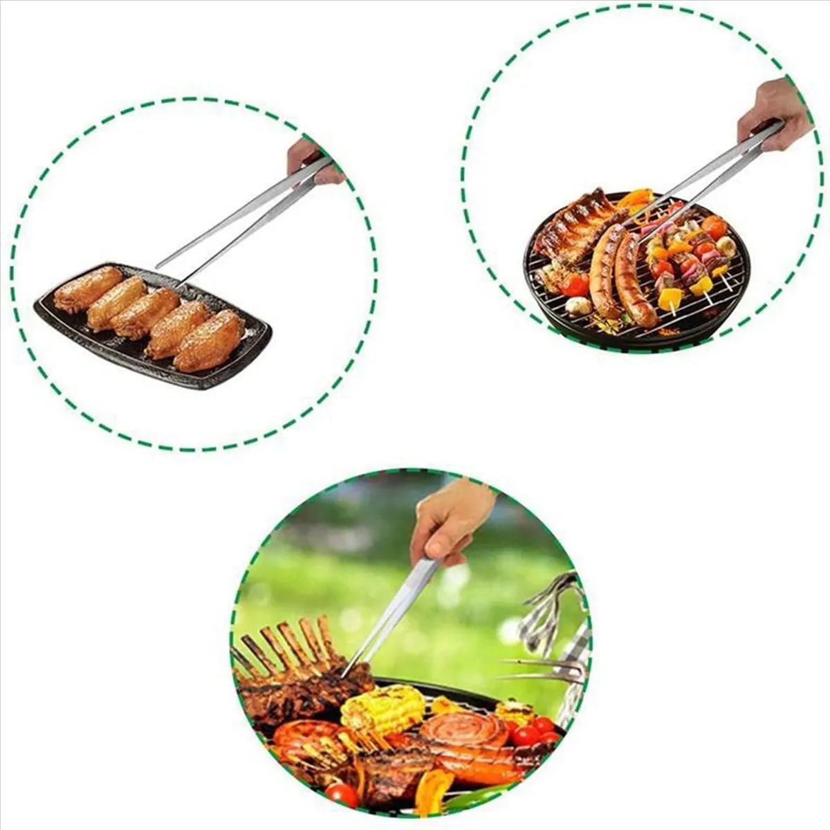 4-Piece Stainless Steel Kitchen Tweezers, 30cm Long BBQ Grill Tongs